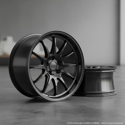 Gloss Hitam 2-Piece Wheels Custom PCD 6061 T6 Aluminium Alloy untuk Toyota Supra 1994