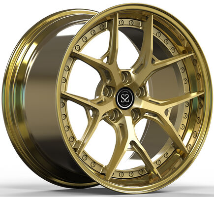 Velg Tempa 2 Potong 19x9.5 dengan Cakram Emas dan Bibir Emas Poles untuk Mercedes E220 2003