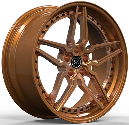 2 PC Sputtering Bronze Staggered 20 dan 21 inci Alloy Wheels Machined Face Untuk Mobil Mewah