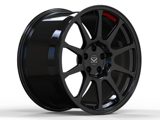 Audi R8 Gloss Black 2 Pieces Red Spoke Forged Wheels Aluminium 18-22 Inci