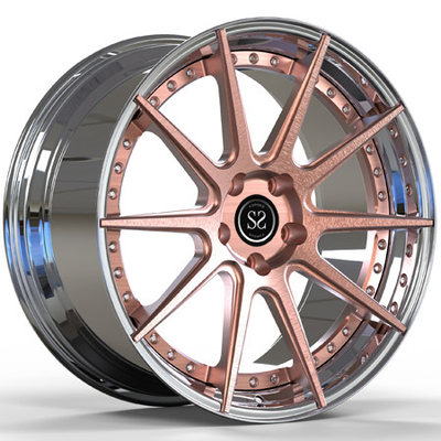 20 Inch Aluminum Alloy Forged 2 Piece Wheels Bronze Brushed Center Polished Barrel Cadillac CTS-V Rim