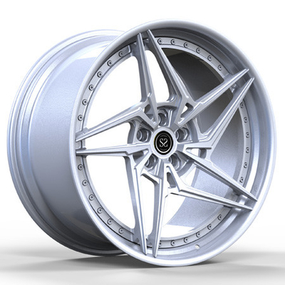 Aluminium Alloy 2-Piece Forged Wheels Velg Hyper Silver Center Multi Spoke GTB Car Wheels