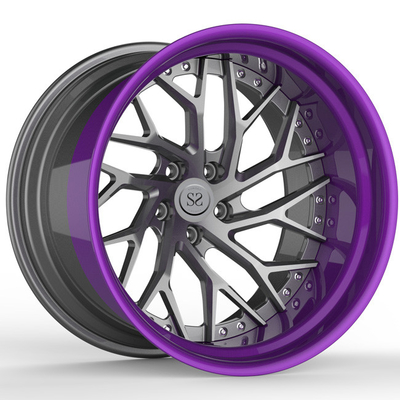 Matte Gun Metal Disc Bibir Ungu Aluminium Alloy Velg 2 Piece 19 inch S5 19x9.5 19x12 Roda Mobil Terhuyung