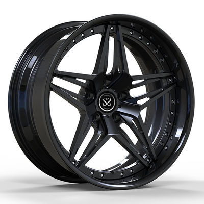 5x120.65 Gloss Black 2 Piece Forged Wheels Velg Aluminium Alloy 22 Inches
