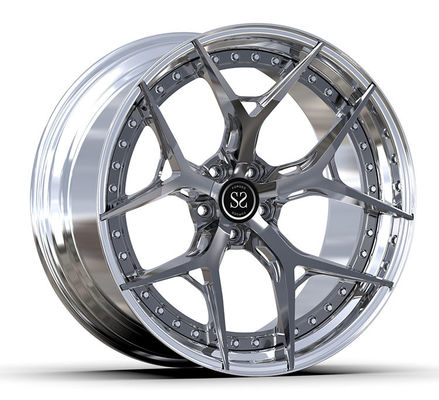 Kustom 6061-T6 Alloy Rims 2-PC Polish Barrel + Gun Metal Disc 5x112 20 21 inci Cocok untuk Audi RS5 B5