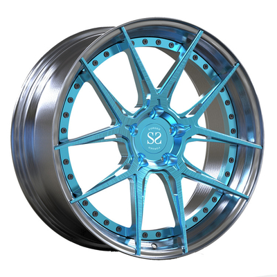 Untuk VW T5 2 PC Forged Center Brushed Blue Wheels Velg Mobil Paduan Dipoles 21 inci